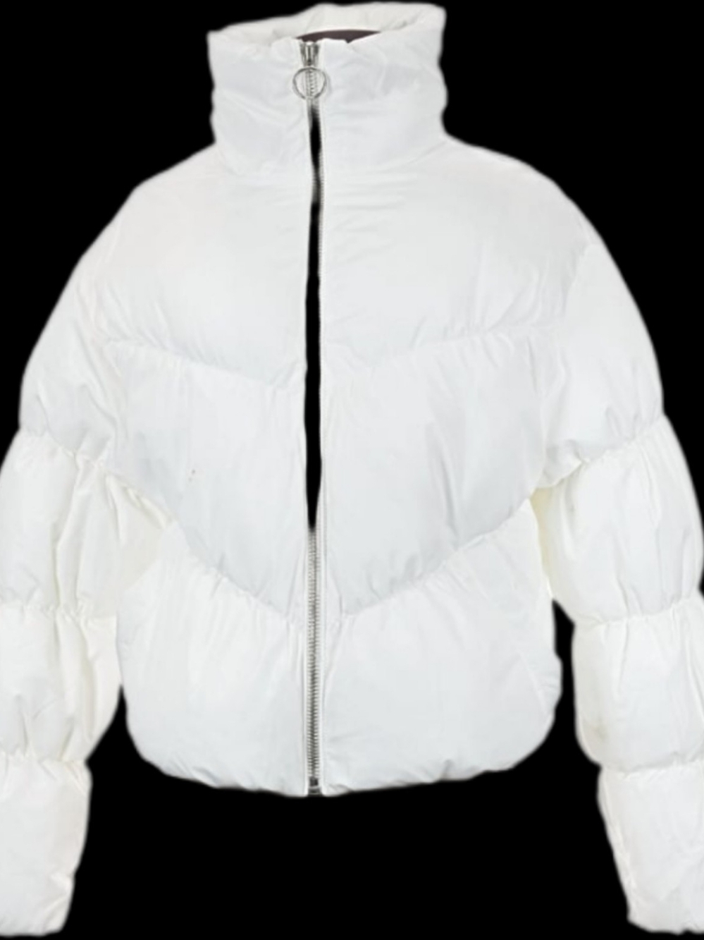 BERSHKA White Puffer WINTER COAT with High Collar - Women